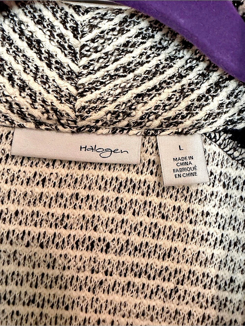 Halogen Striped Open Front Cardigan in Black & White Like New - Picture 5 of 5